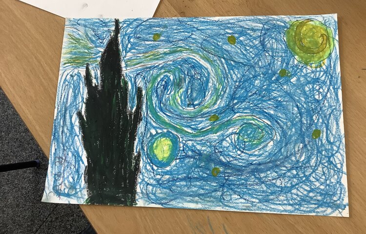Image of Van Gogh ‘Starry Night’ Pastel Drawings