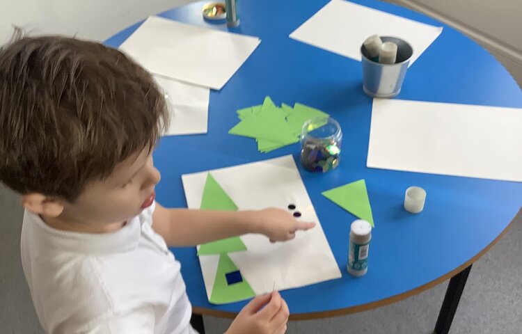 Image of Fun creating Christmas trees using triangles and shapes! 