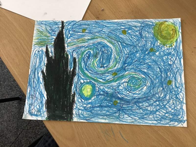 Image of Van Gogh ‘Starry Night’ Pastel Drawings